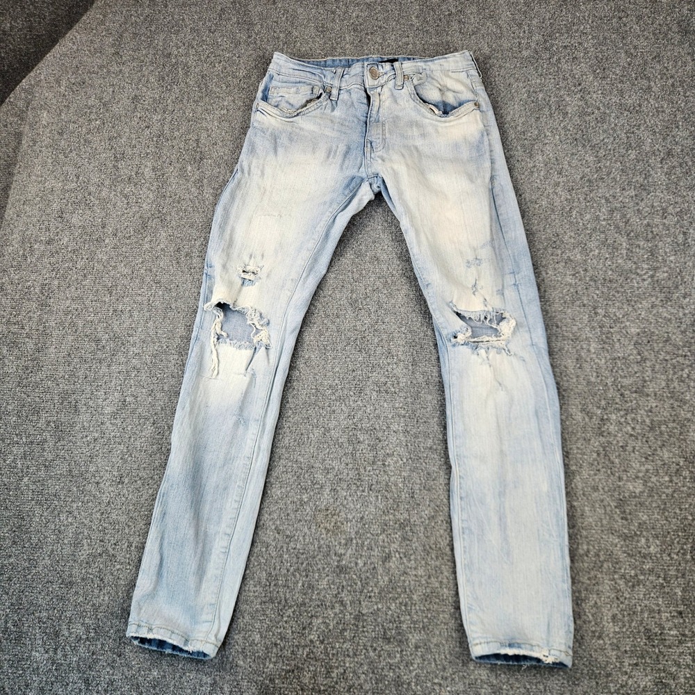Jordan Craig Ross Super Slim Fit Distressed Light Wash Blue Jeans 28x30 Mens